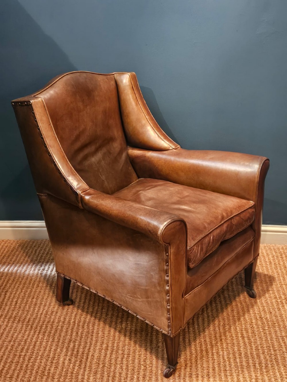 Edwardian Tan Leather Armchair by Warings View III