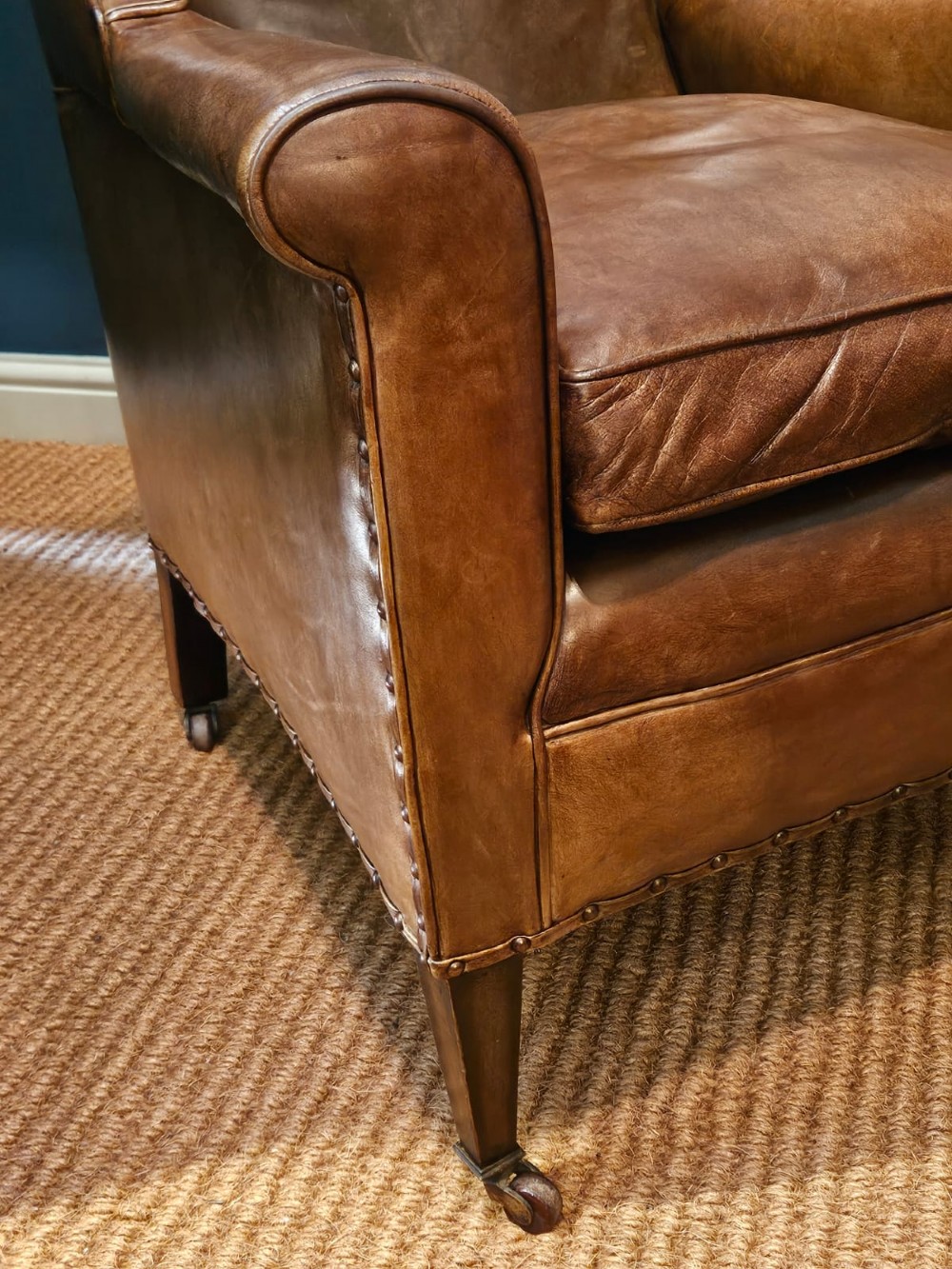 Edwardian Tan Leather Armchair by Warings View IV