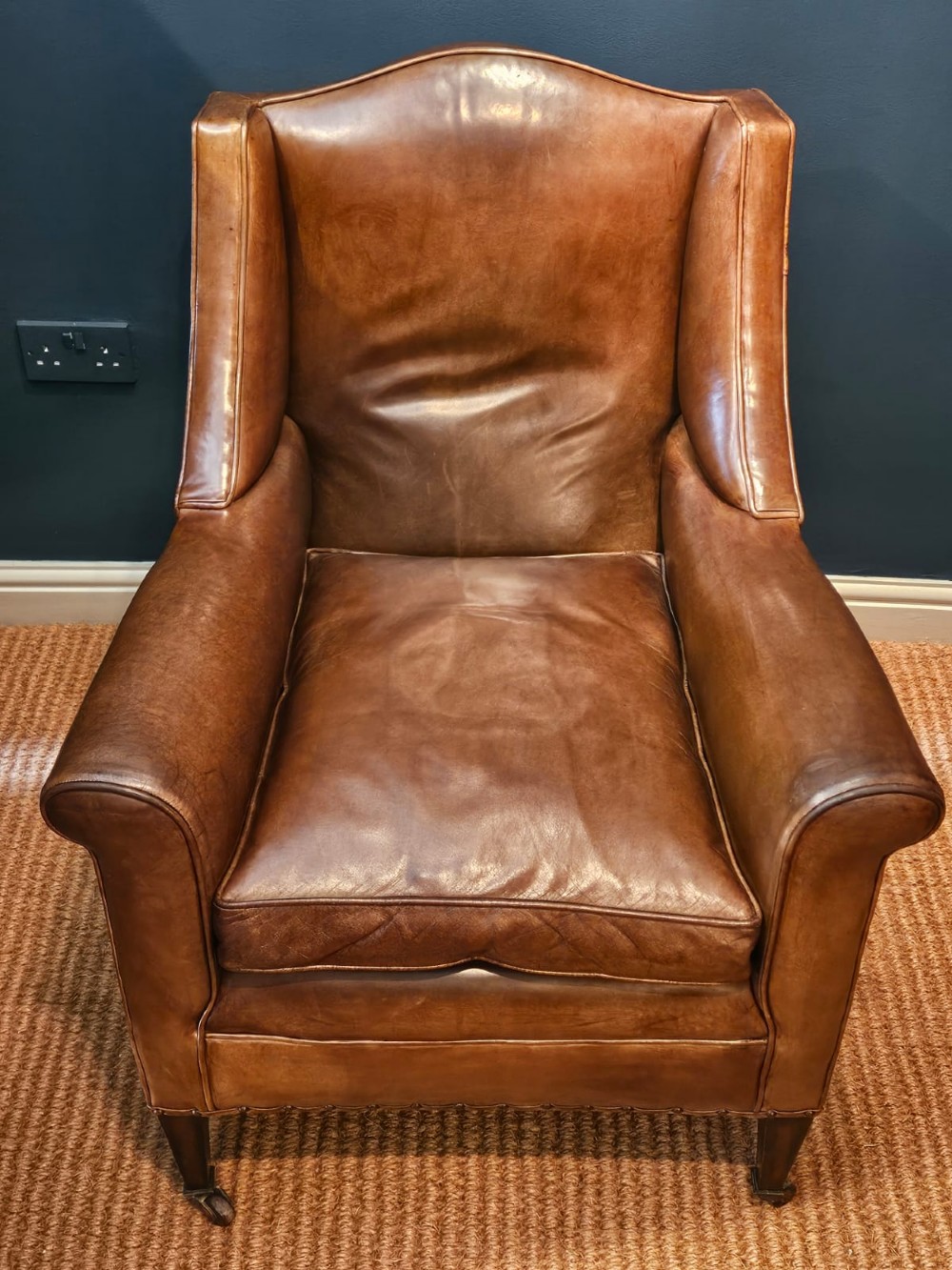 Edwardian Tan Leather Armchair by Warings View VI