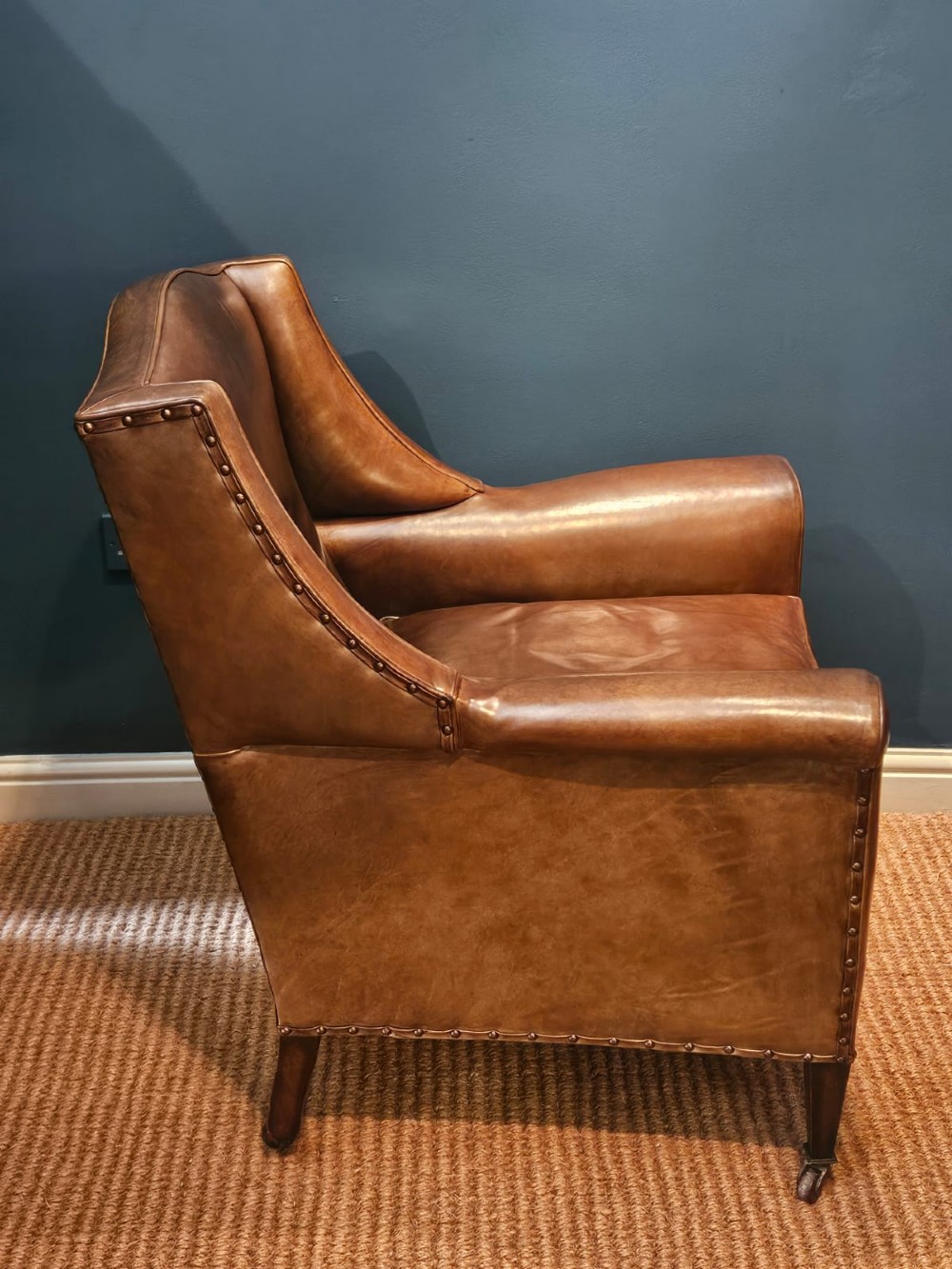 Edwardian Tan Leather Armchair by Warings View VII