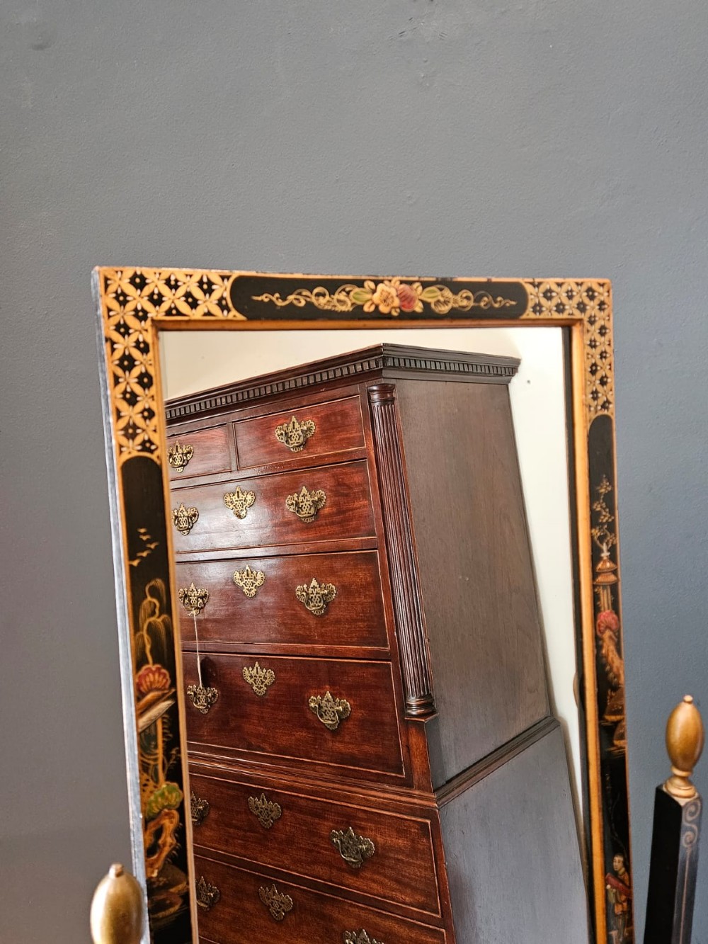 Edwardian Chinoiserie Cheval Mirror View II