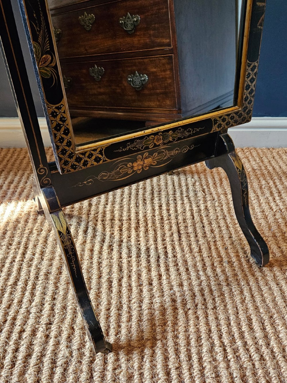 Edwardian Chinoiserie Cheval Mirror View III