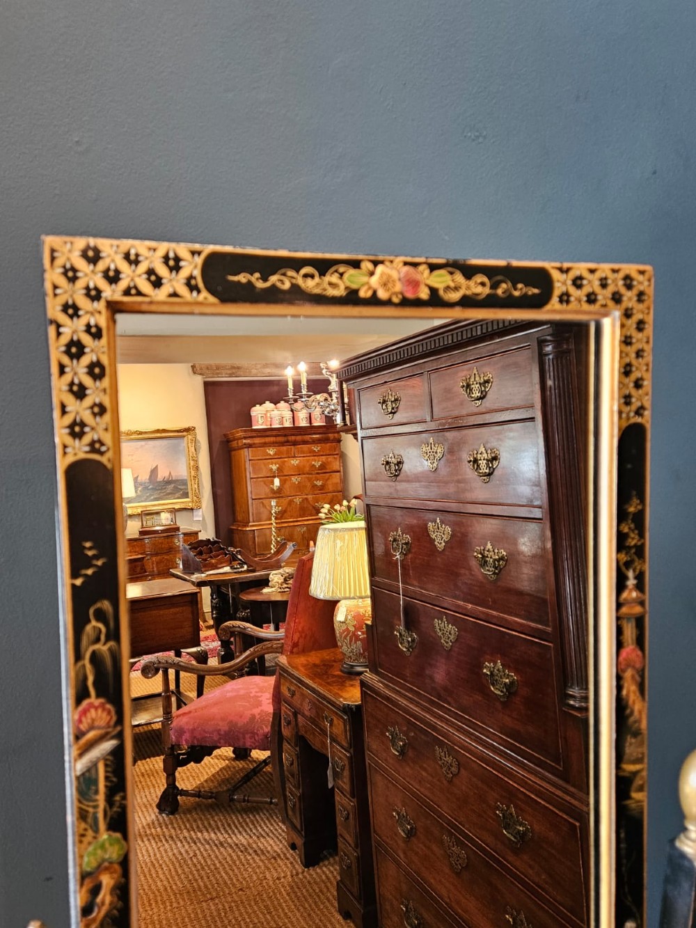 Edwardian Chinoiserie Cheval Mirror View IV