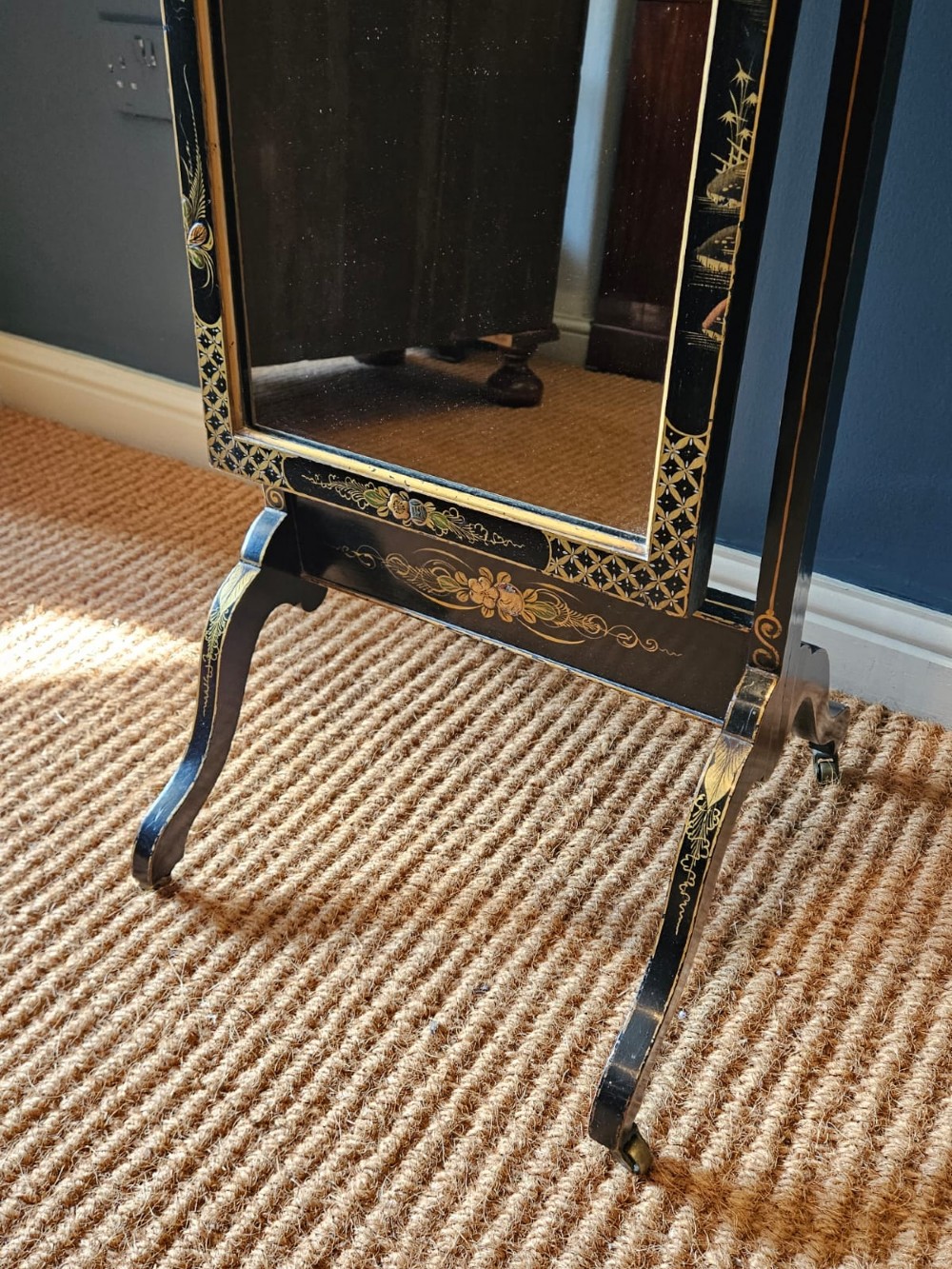 Edwardian Chinoiserie Cheval Mirror View V