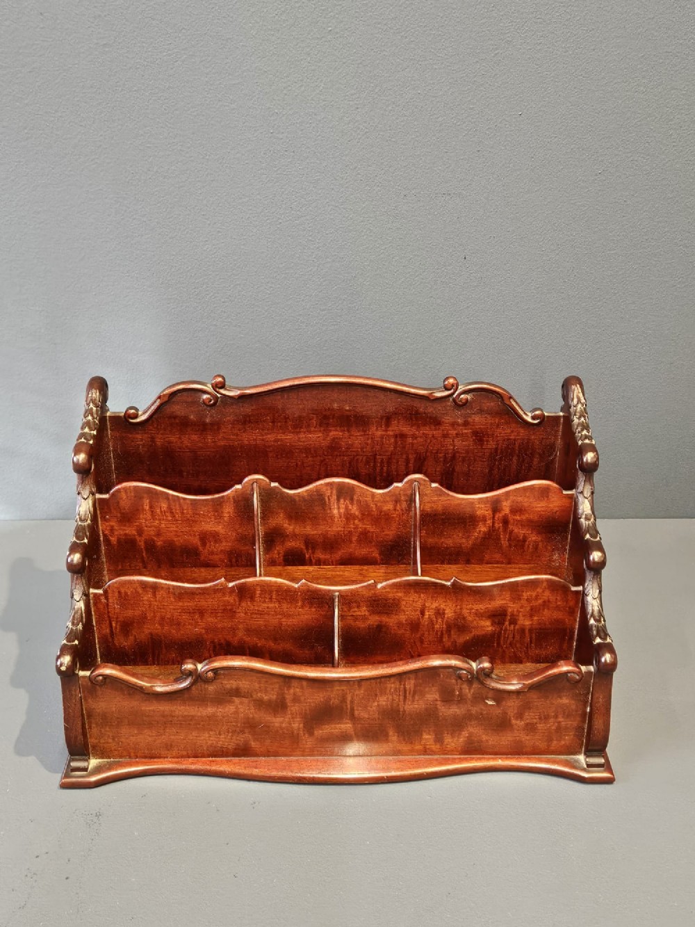 Outstanding Quality Victorian Figured Mahogany Waterfall Letter Rack View III