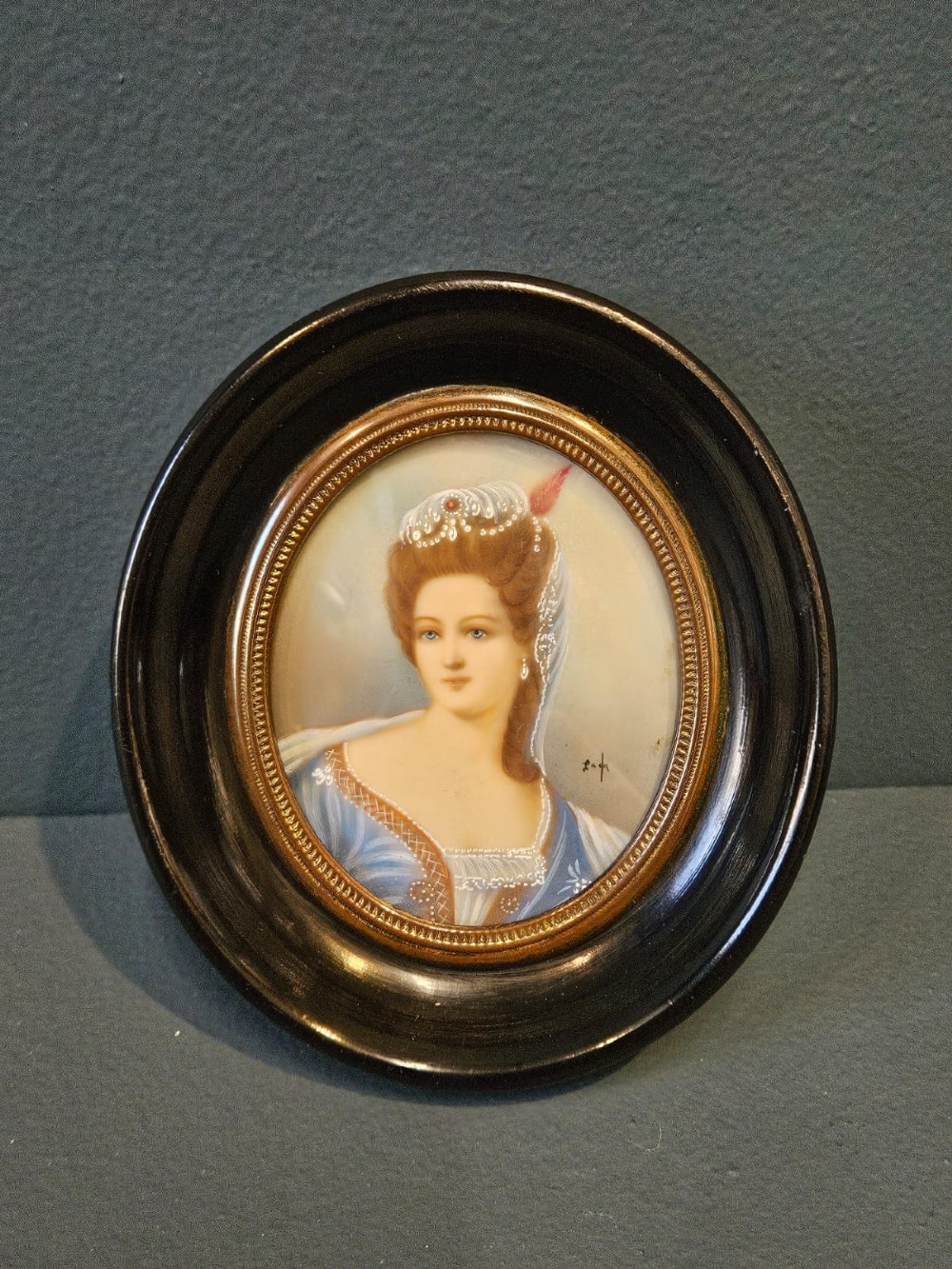Victorian Miniature Portrait on Cow Bone