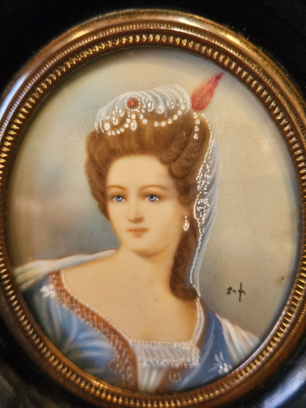 Victorian Miniature Portrait on Cow Bone View II