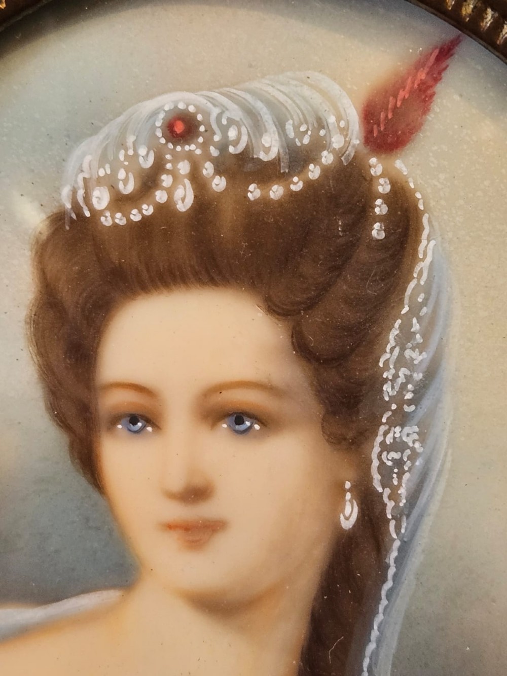 Victorian Miniature Portrait on Cow Bone View III