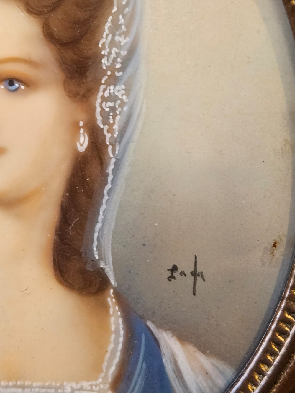 Victorian Miniature Portrait on Cow Bone View IV