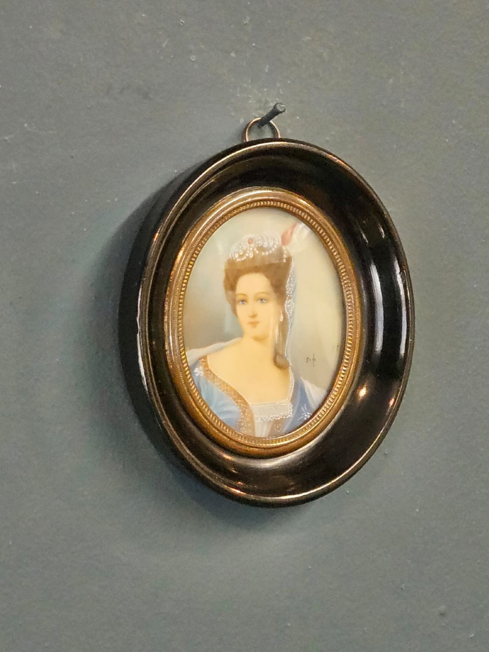 Victorian Miniature Portrait on Cow Bone View V
