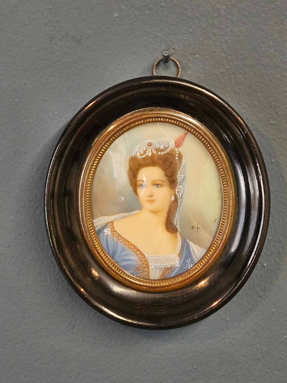 Victorian Miniature Portrait on Cow Bone View VI