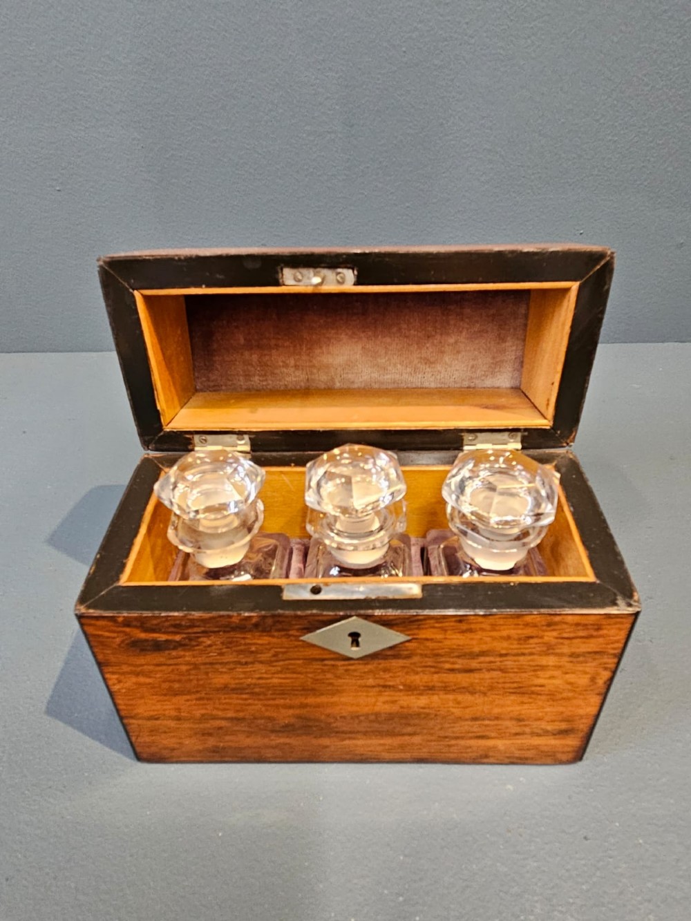 Victorian Rosewood Scent Box and Bottles View III