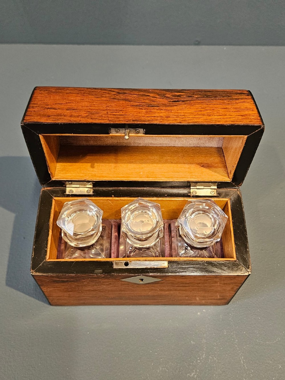 Victorian Rosewood Scent Box and Bottles View IV