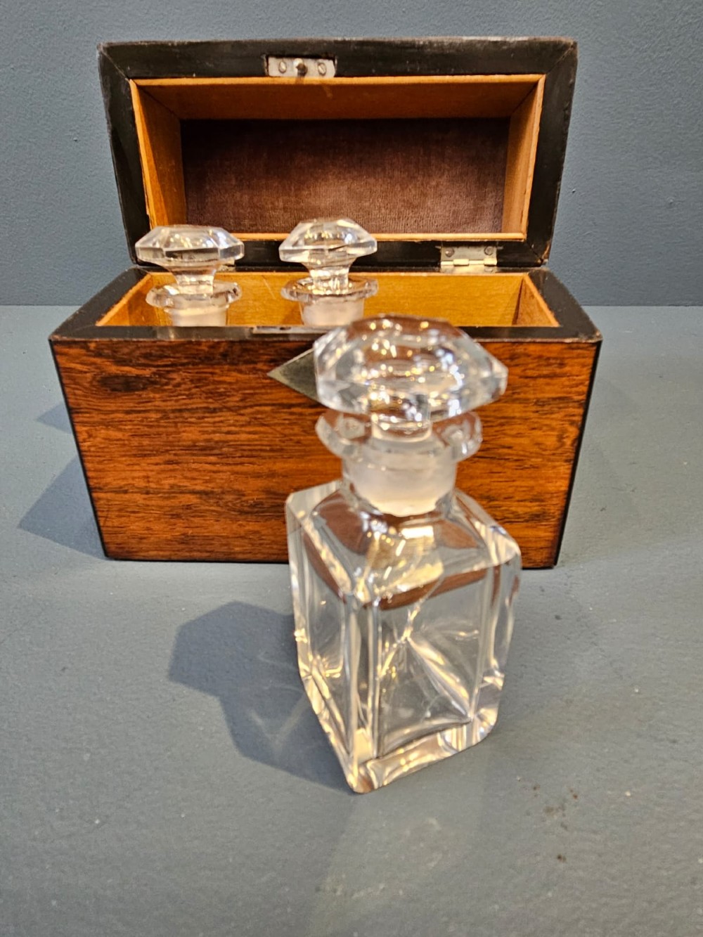 Victorian Rosewood Scent Box and Bottles View V