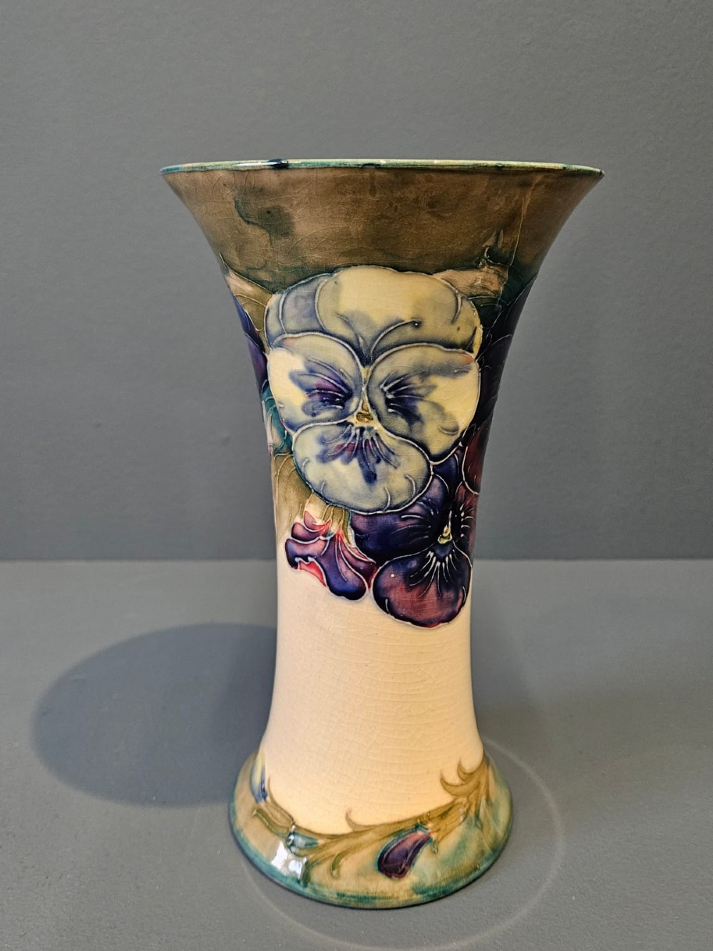 Moorcroft Pansy on White Vase View IV