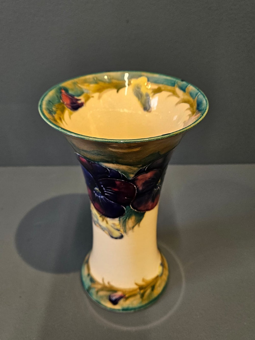 Moorcroft Pansy on White Vase View VIII