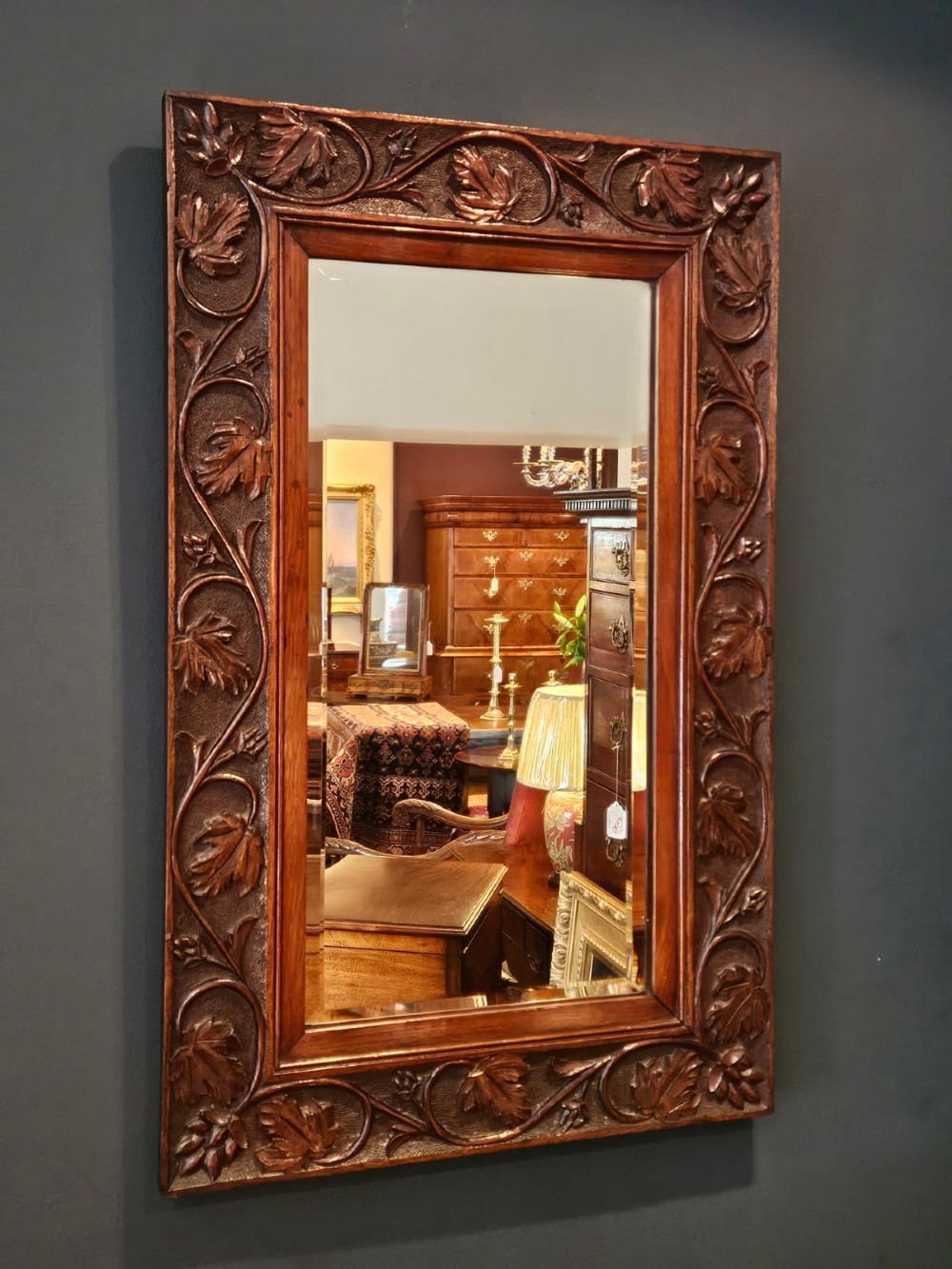 Victorian Carved Oak Framed Mirror View II