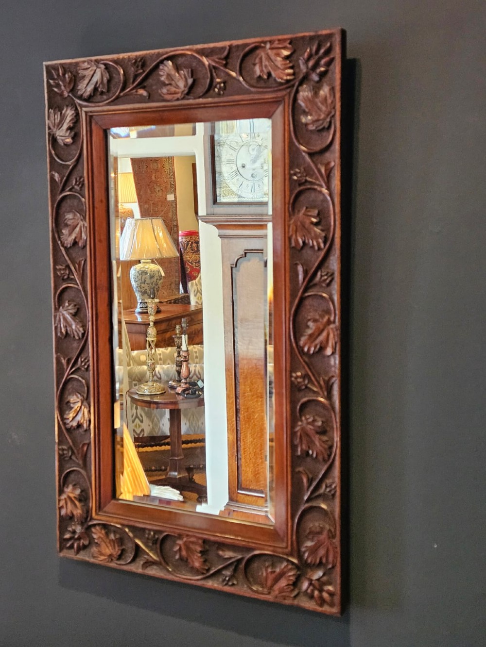 Victorian Carved Oak Framed Mirror View V