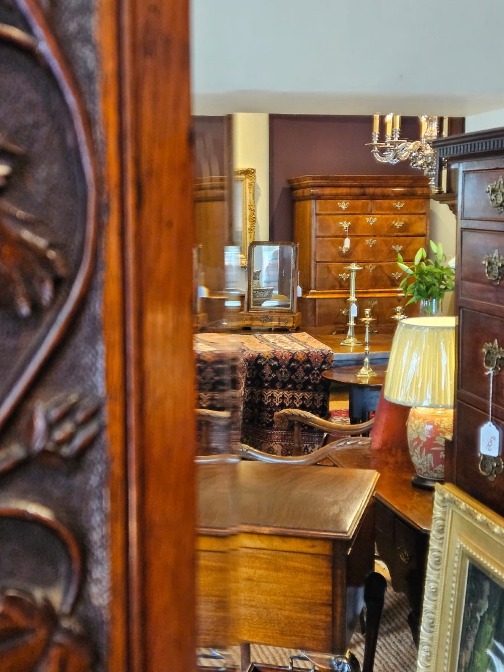 Victorian Carved Oak Framed Mirror View VI