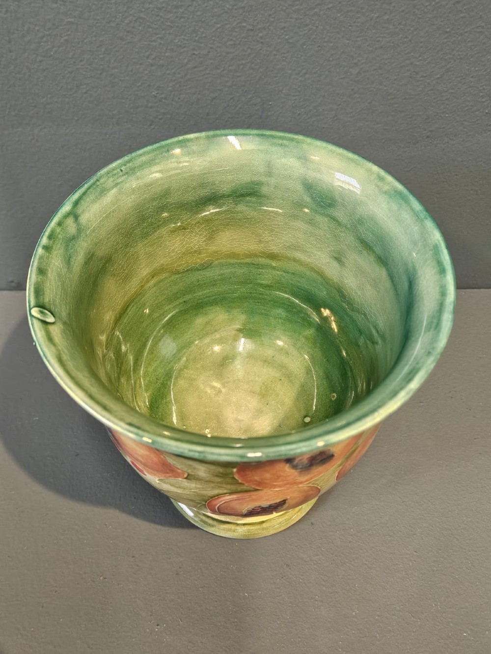 Rare Liberty Moorcroft Pomegranate on Green Pedestal Vase View VIII