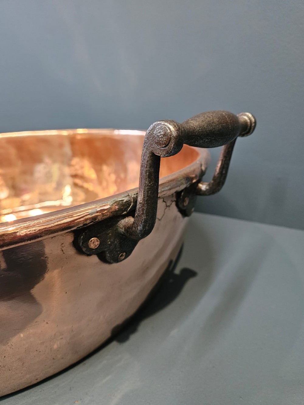 Early Victorian Large Copper Cream Pan View IV