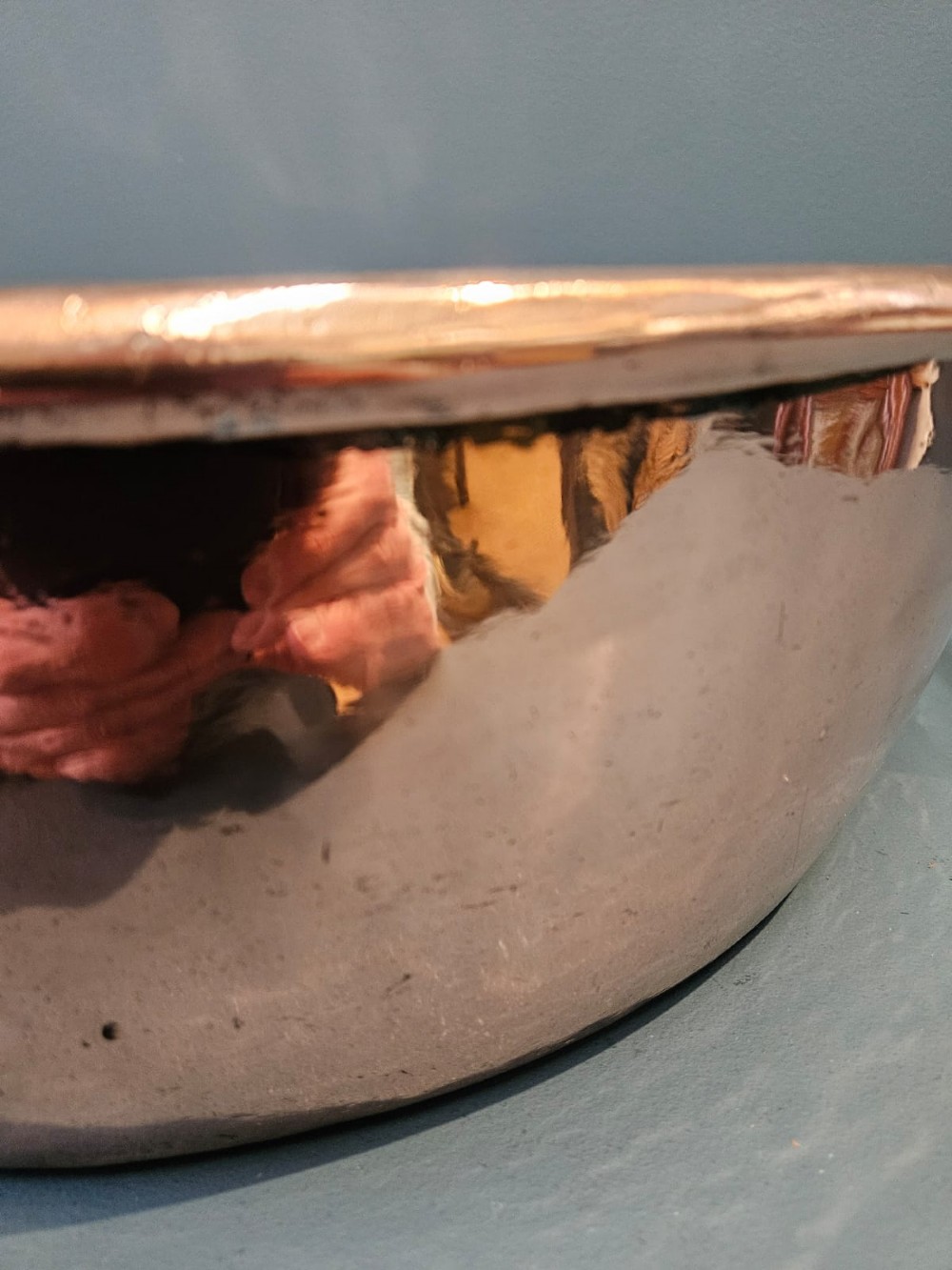 Early Victorian Large Copper Cream Pan View V