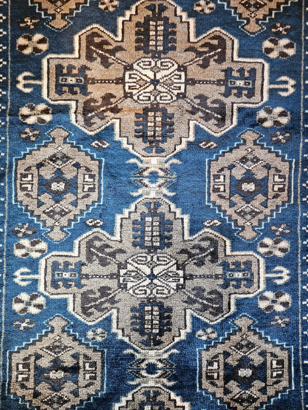 Teal Blue Pure Wool Malayer Rug View II