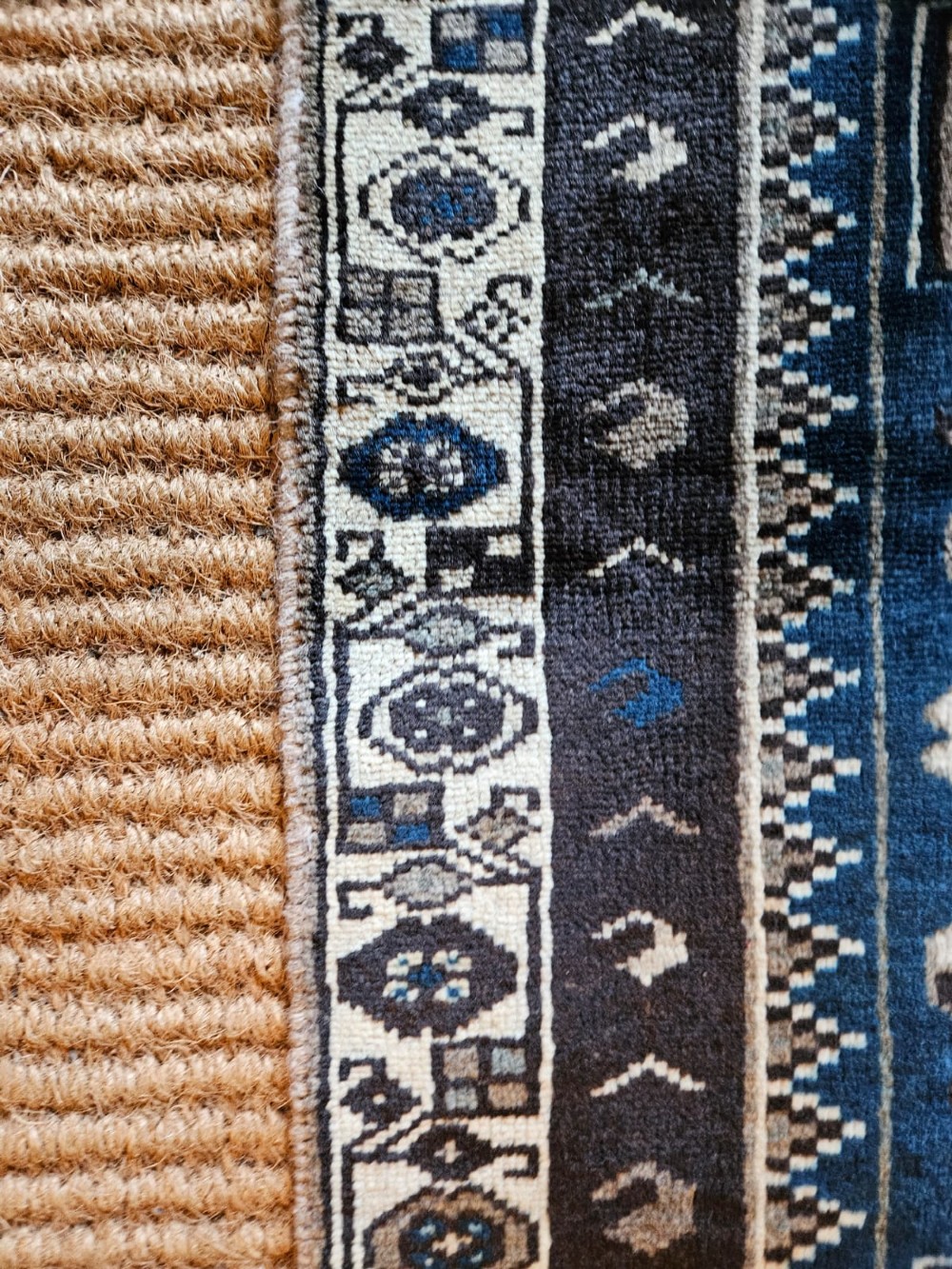 Teal Blue Pure Wool Malayer Rug View IV
