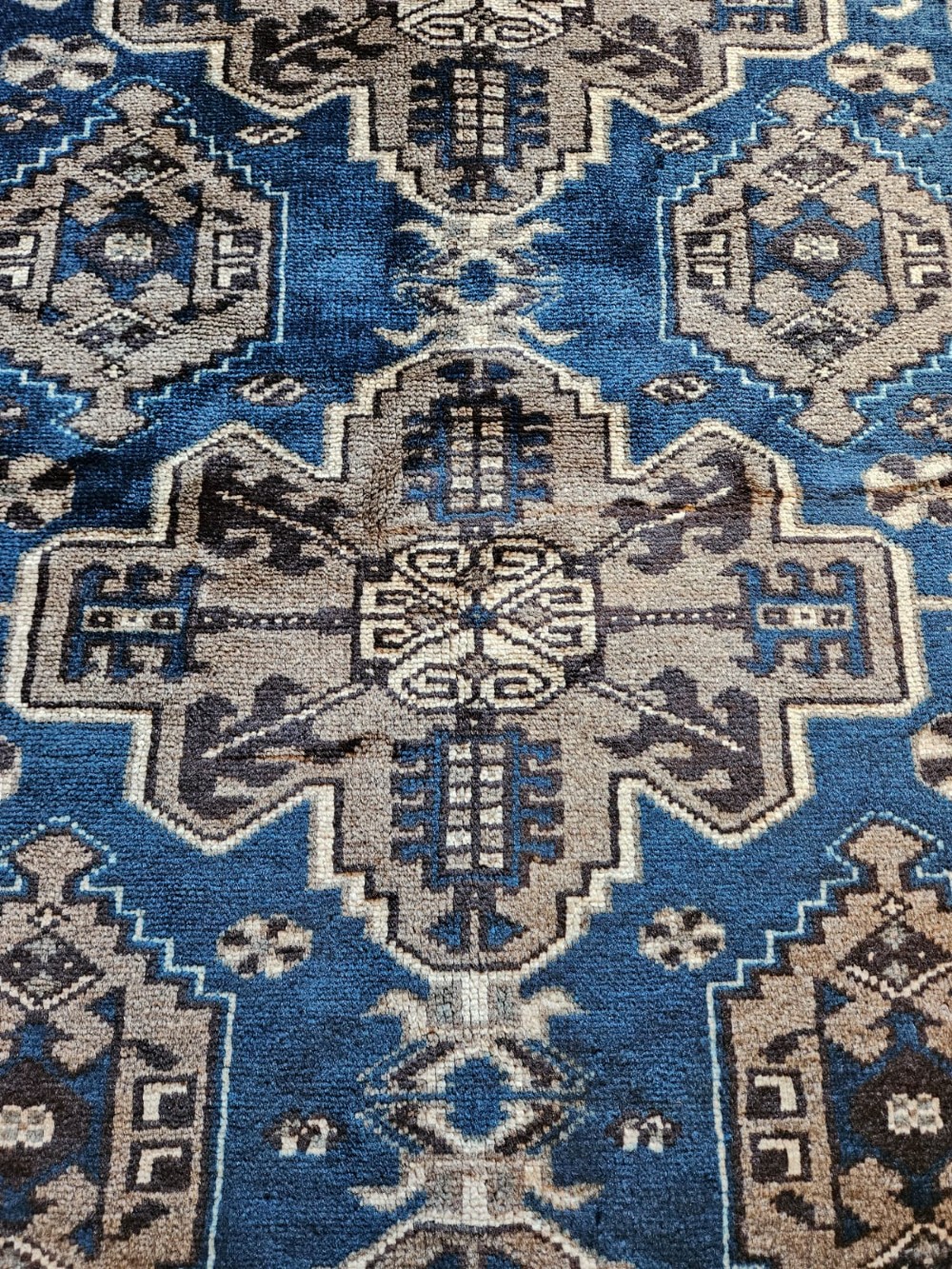 Teal Blue Pure Wool Malayer Rug View VI