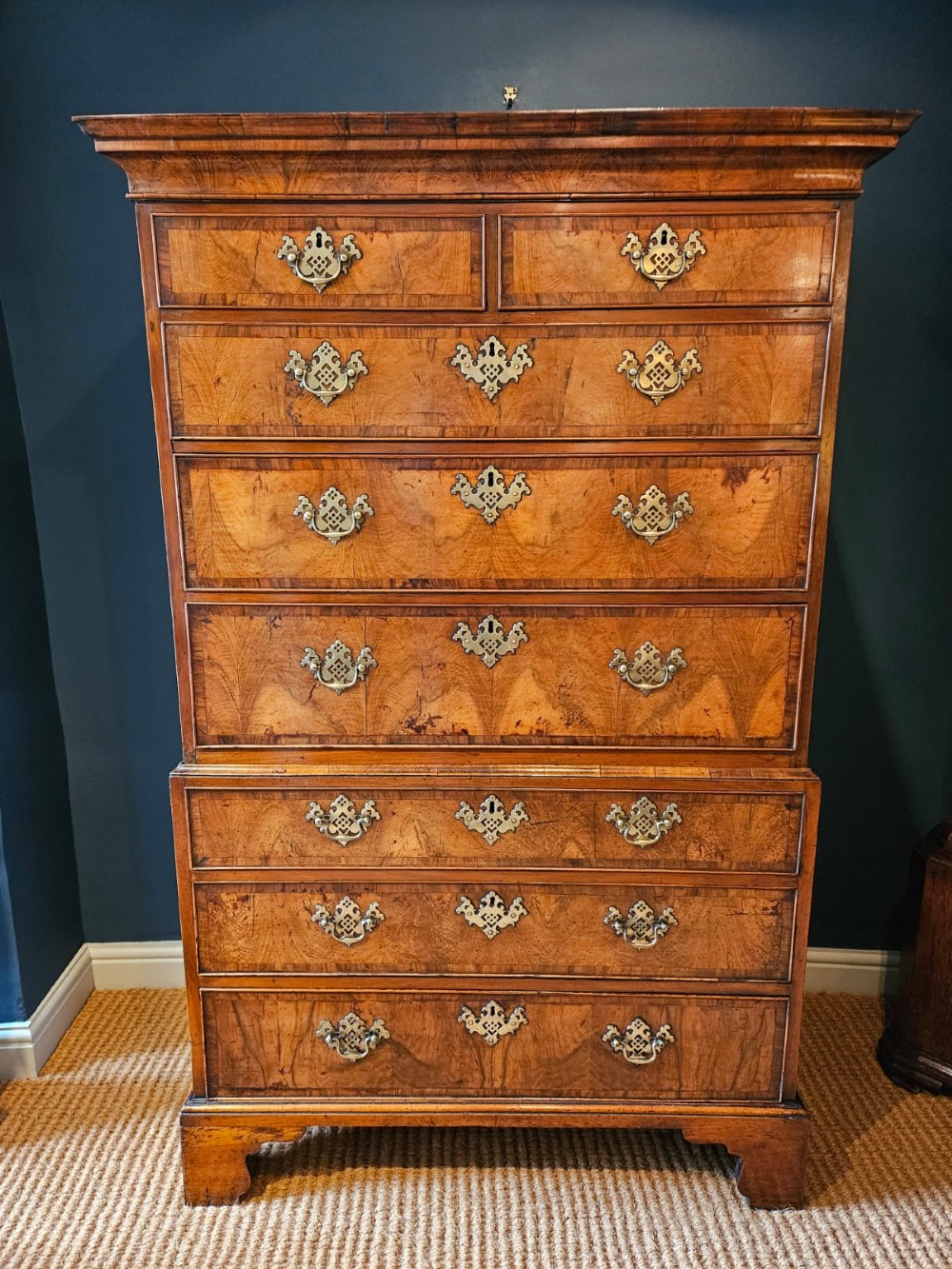 George II Walnut Chest on Chest