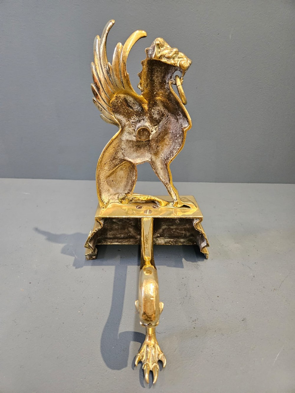 Pair of Victorian Brass Griffin Fire Dogs View VIII