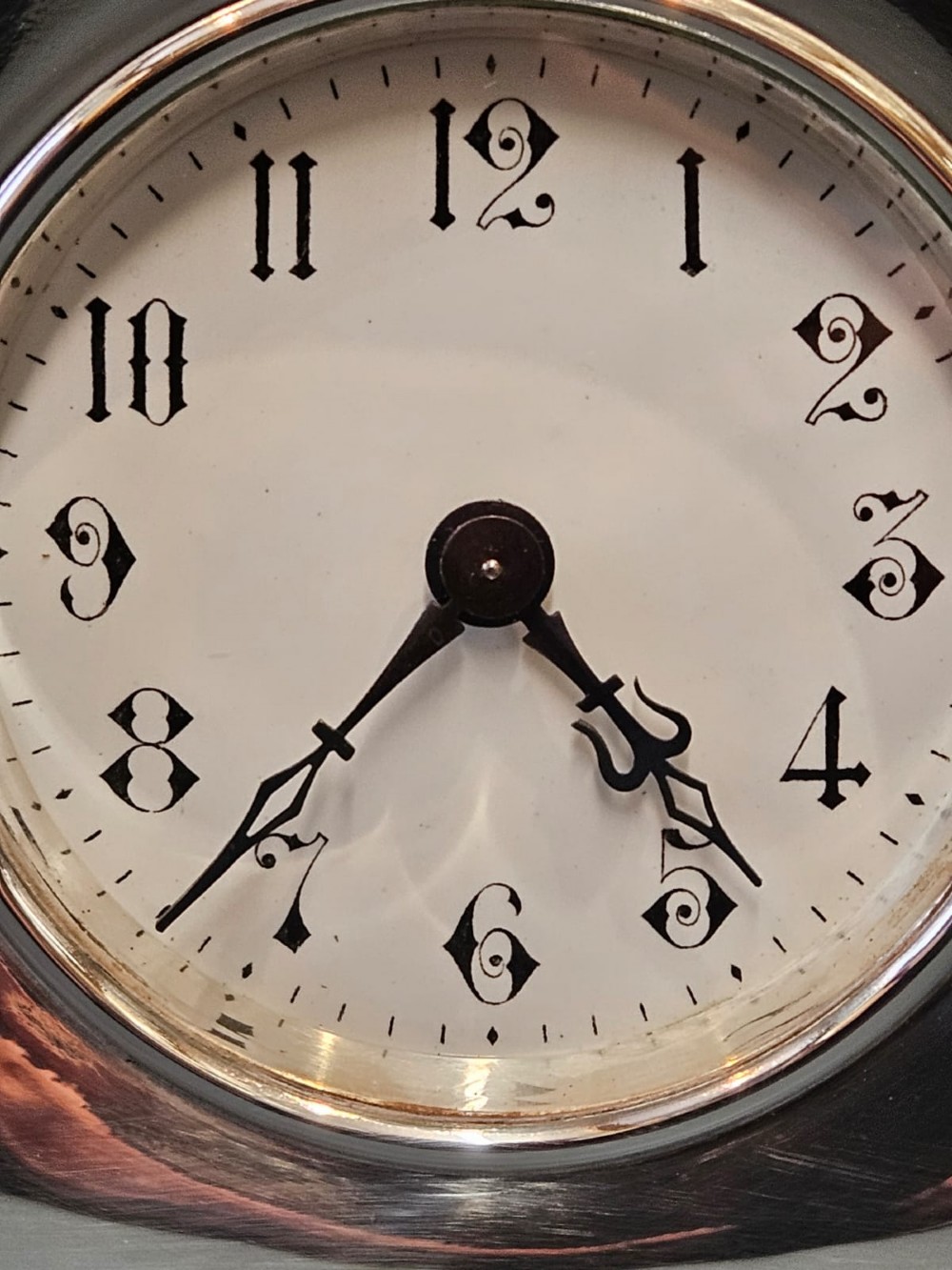 Superb Edwardian Silver and Crocodile Skin Clock View V