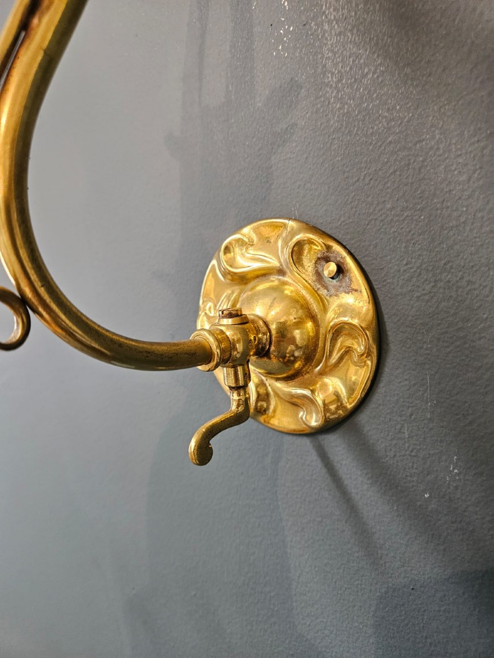 Pair of Art Nouveau Brass and Copper Wall Lights and Shades View XI