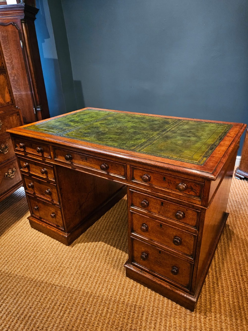 Superior Quality Victorian Oak Pedestal Desk View VI
