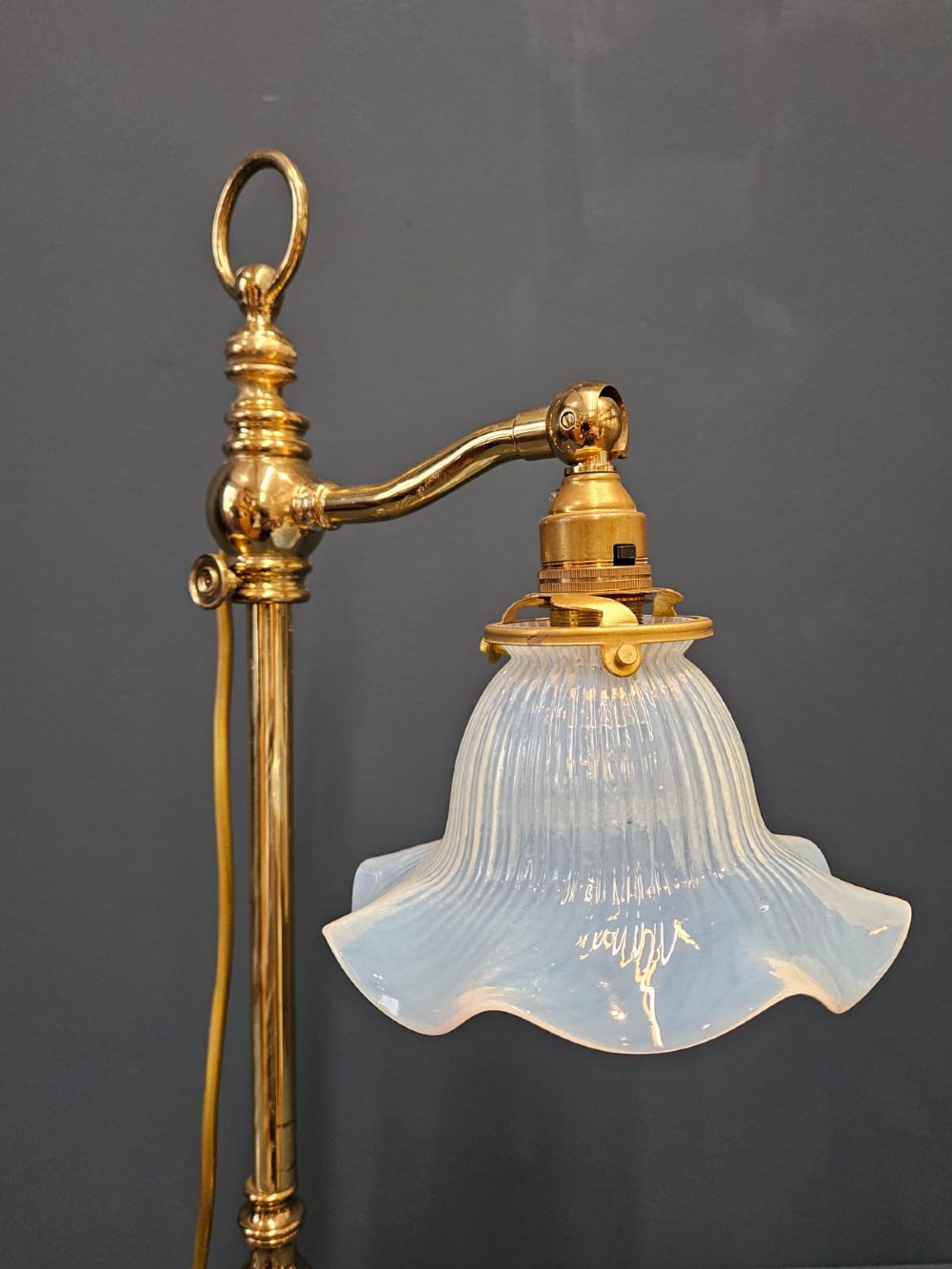 Edwardian Brass Rise and Fall Table Lamp View II