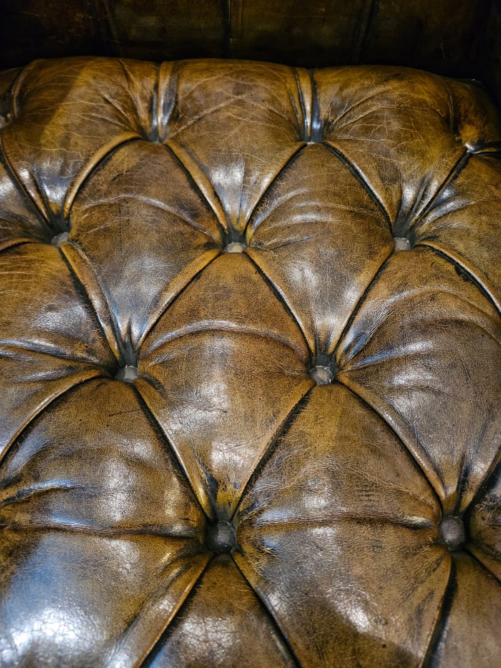 Matching Pair of 1930's Leather Wing Back Arm Chairs View V