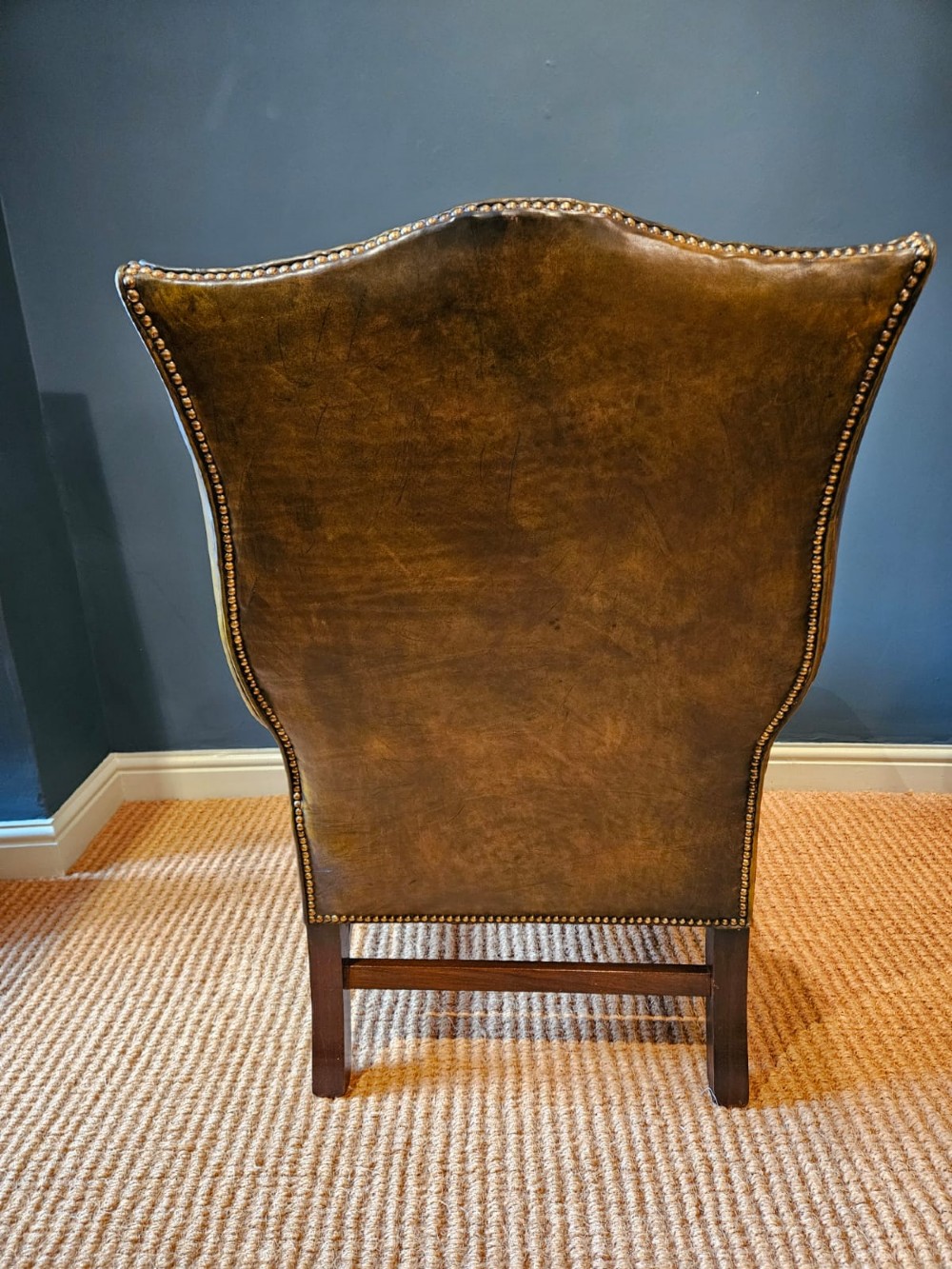 Matching Pair of 1930's Leather Wing Back Arm Chairs View VI