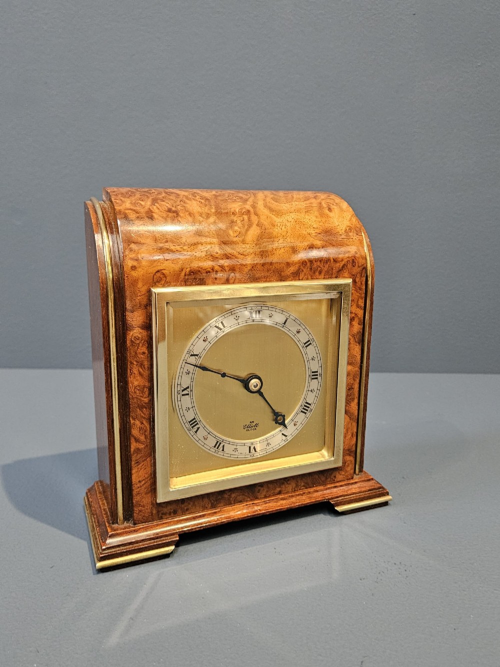 Art Deco Burr Walnut Mantel Clock By Elliott