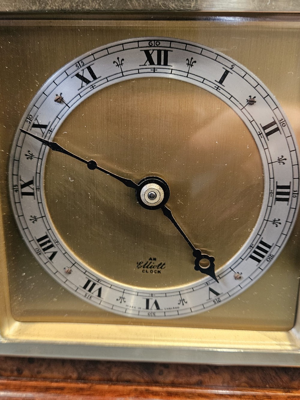 Art Deco Burr Walnut Mantel Clock By Elliott View II