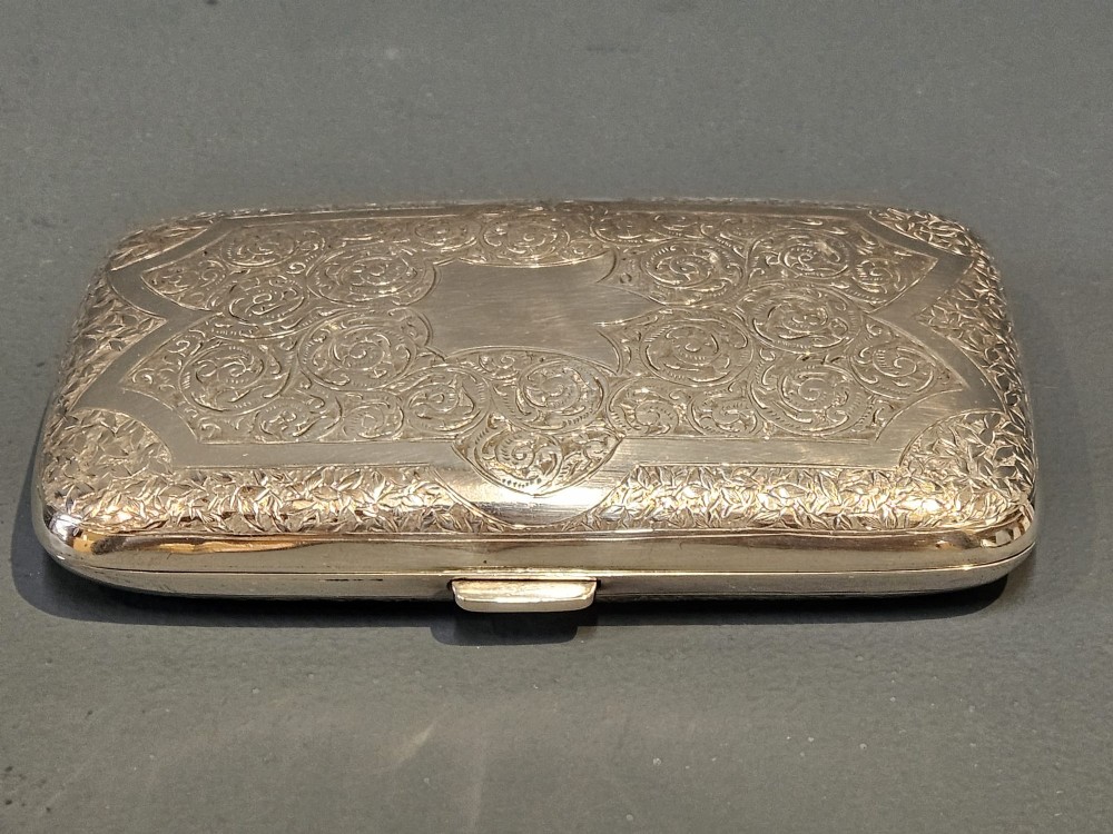 Heavy Quality Victorian Engraved Silver Cigar Case
