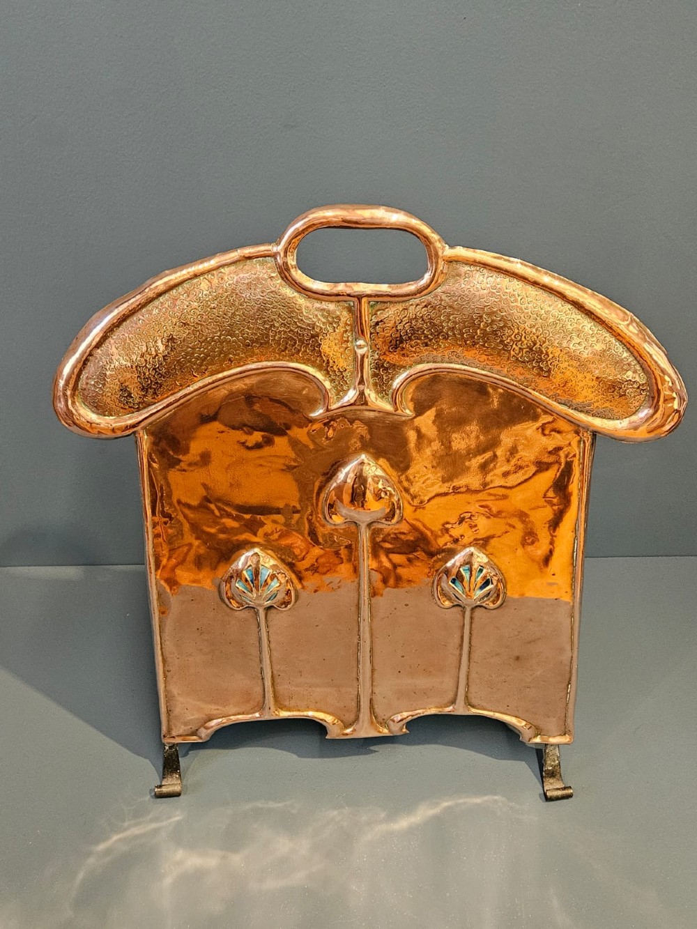 Outstanding Glasgow School Art Nouveau Fire Screen with Inset Cabochons View VI