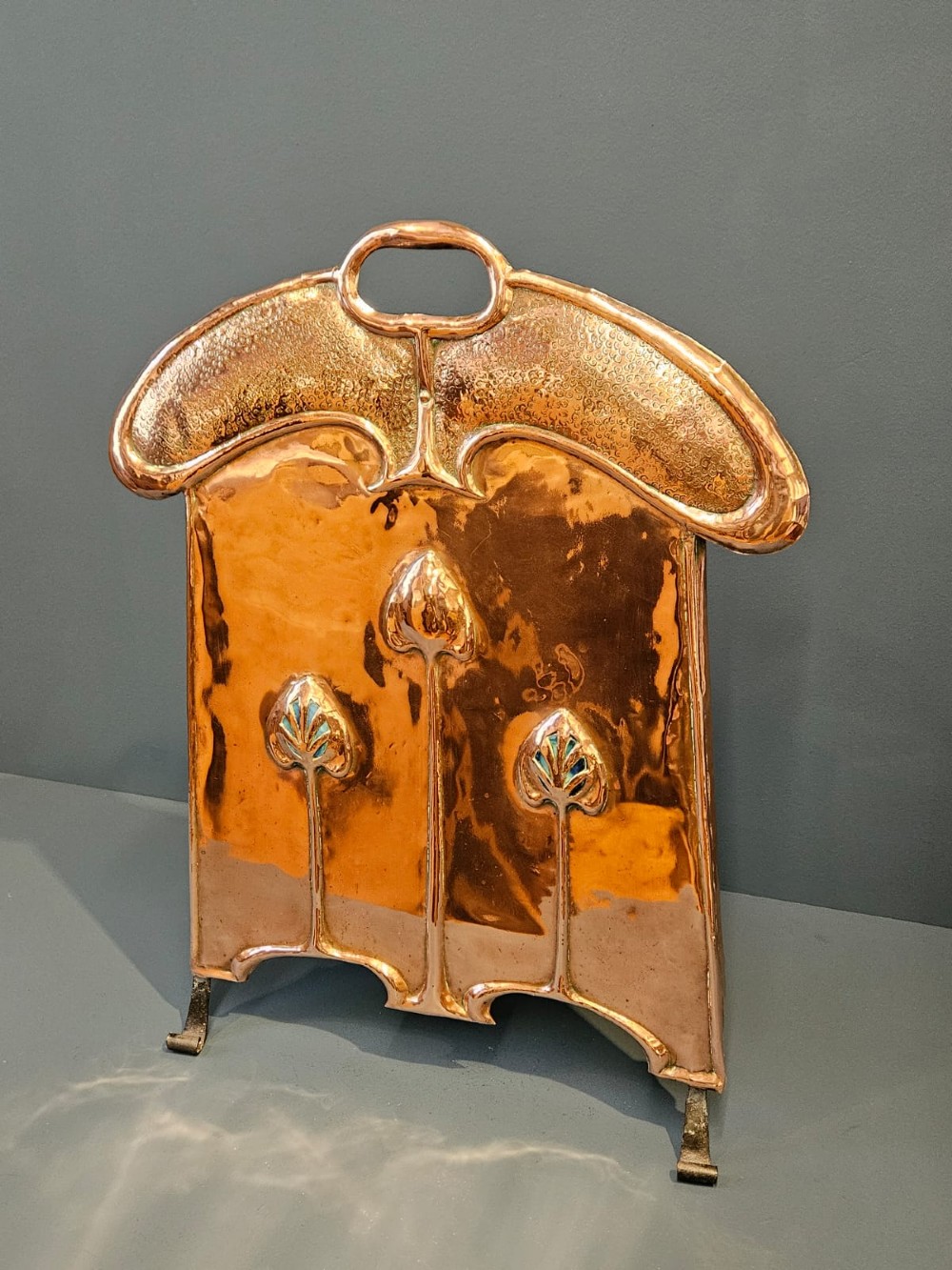 Outstanding Glasgow School Art Nouveau Fire Screen with Inset Cabochons View VII