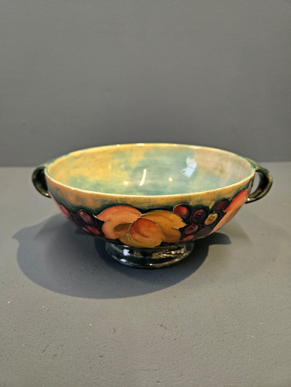 Moorcroft Leaf and Berries Flambe Twin Handle Bowl