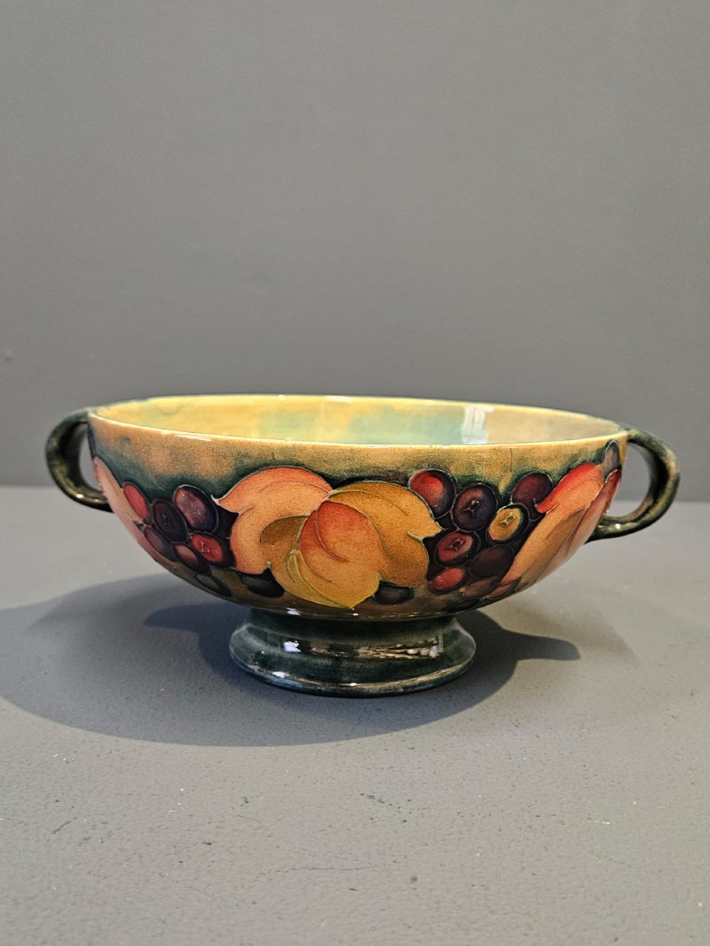 Moorcroft Leaf and Berries Flambe Twin Handle Bowl View II