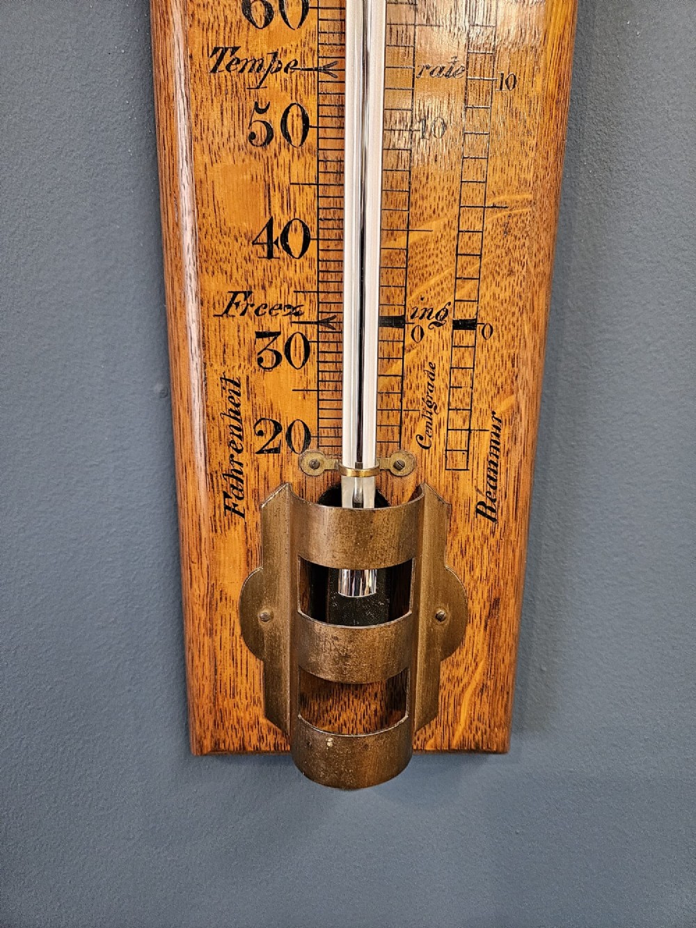 Extra Large Victorian Oak Thermometer View III