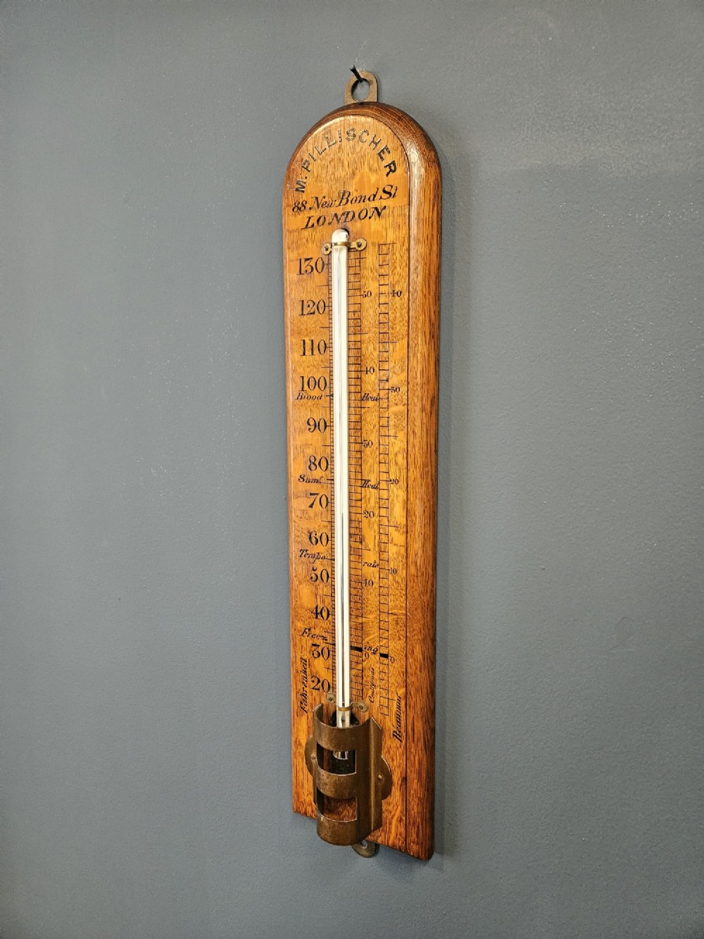 Extra Large Victorian Oak Thermometer View VI
