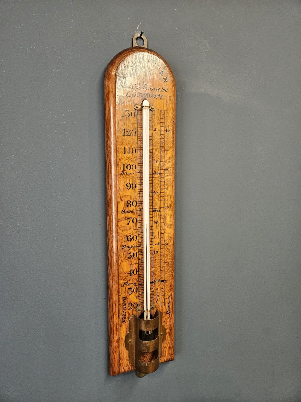 Extra Large Victorian Oak Thermometer View VIII