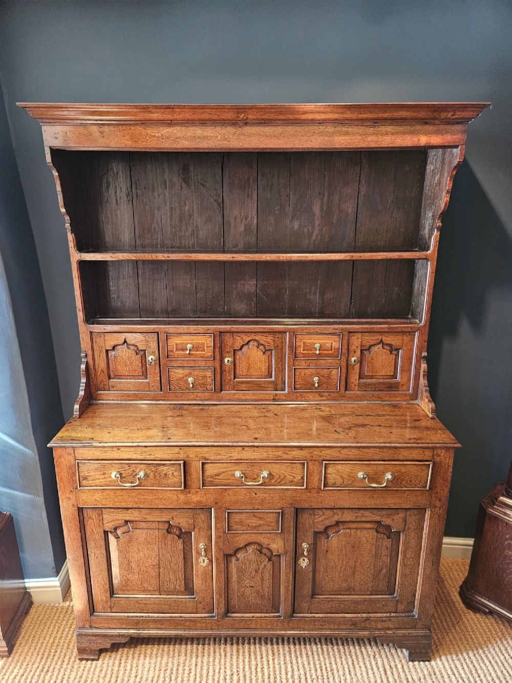 Superb George II Oak Welsh Dresser and Rack