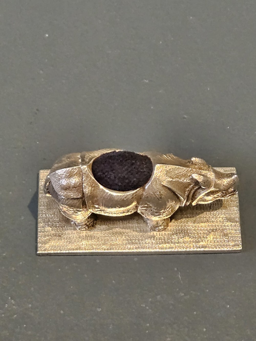 Rare Early Victorian Cast Silver Rhino Pin Cushion View VII