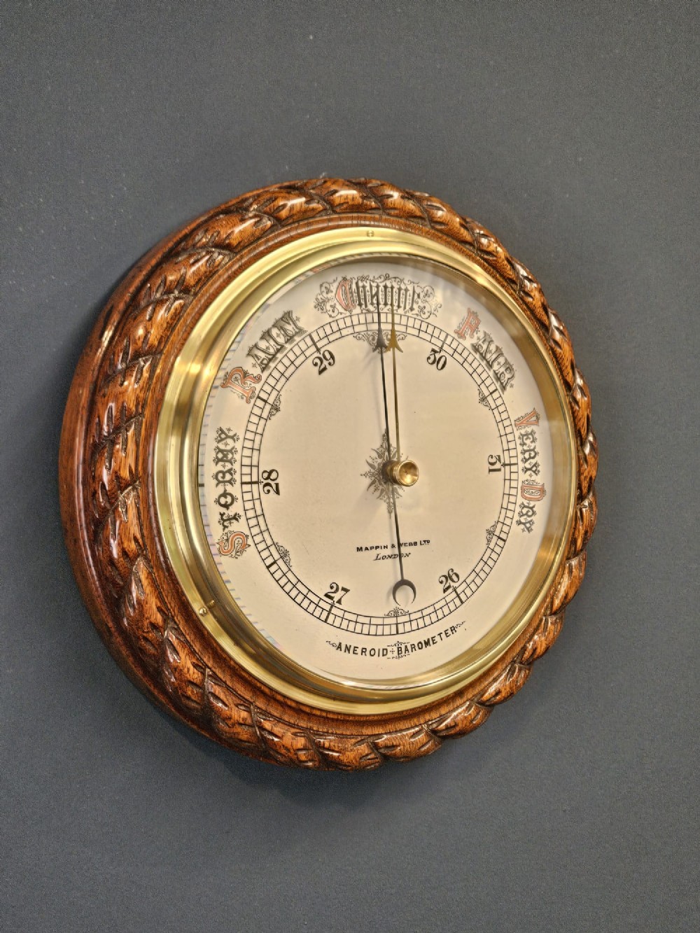 Superb Mappin & Webb Oak Cased Barometer View II